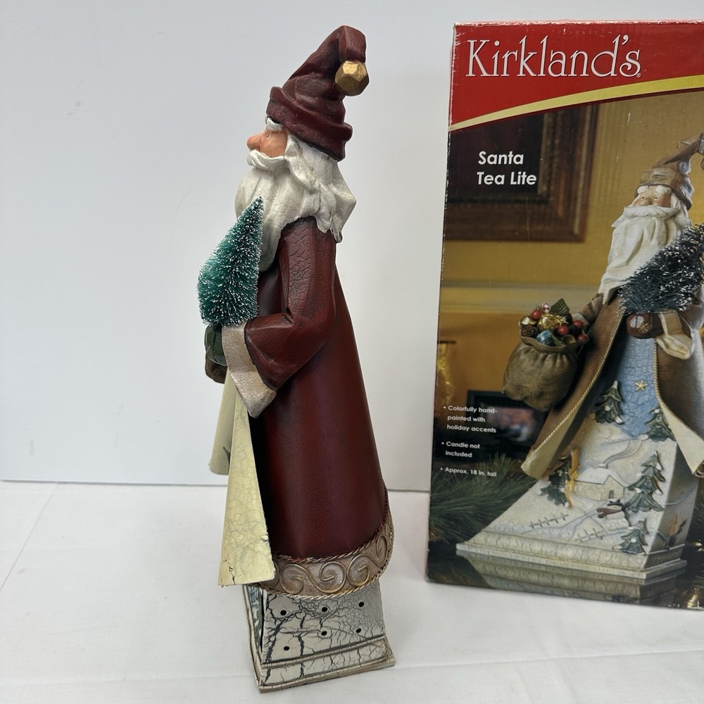 Kirkland 18" tall Metal Tin Santa Claus Tea Light Votive Candle Holder Holidays - Picture 6 of 15